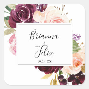Adesivo Quadrado Selos De Envelope Botânico Rustic Floral