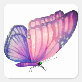 Adesivo Quadrado Selos De Envelope De Borboleta Rosa