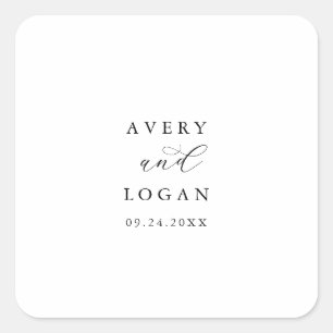 Adesivo Quadrado Selos De Envelope De Casamento De Script Elegante
