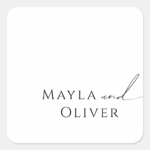 Adesivo Quadrado Selos De Envelope De Casamento De Script Minimalis
