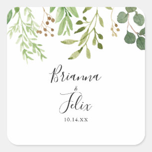 Adesivo Quadrado Selos De Envelope De Casamento Floral Simples Euca