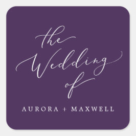 Adesivo Quadrado Selos De Envelope De Casamento Roxo Delicado