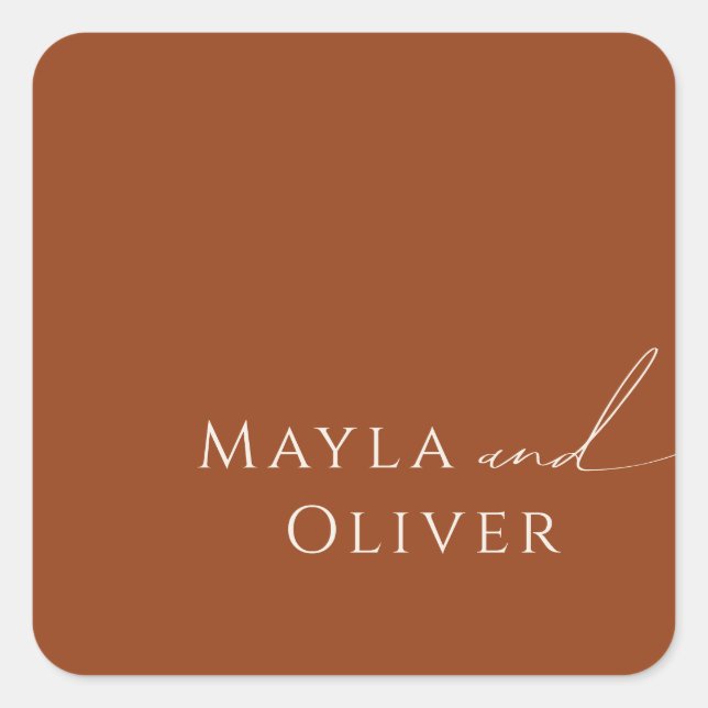 Adesivo Quadrado Selos De Envelope De Casamento Terracotta No Deser (Frente)