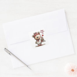 Adesivo Quadrado Selos de Envelope de Sobremesas de Urso de Pelúcia