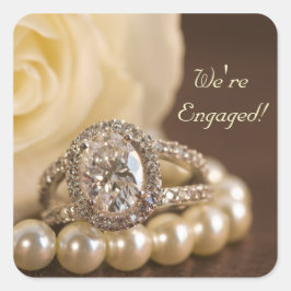 Adesivo Quadrado Selos de Envelope do Noivado Anel Oval