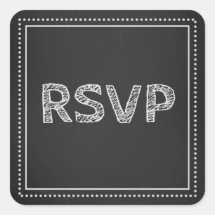 Adesivo Quadrado Selos de Envelope RSVP de Casamento Chalkboard