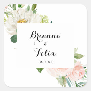 Adesivo Quadrado Selos de Envelope Simples Foliage Verde Floral