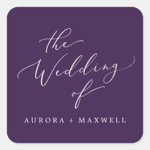 Adesivo Quadrado Selos De Envelopes De Casamento Roxo Delicados