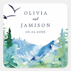 Adesivo Quadrado Selos do envelope do casamento do destino da