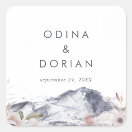 Adesivo Quadrado Selos Simples De Envelope De Montanha Floral