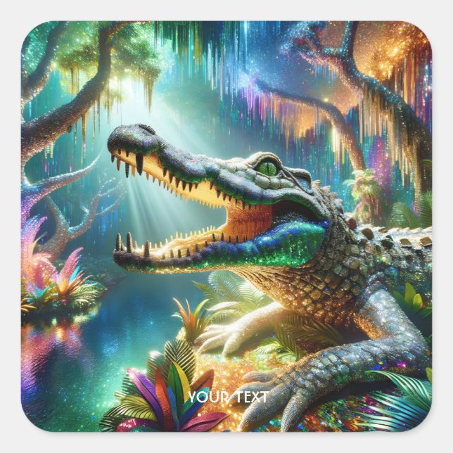 Adesivo Quadrado Selva Crocodilo Encantada Fantasy (Frente)