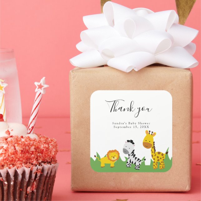 Adesivo Quadrado Selva de Chá de fraldas Safari Cruta Neutral (Festa)