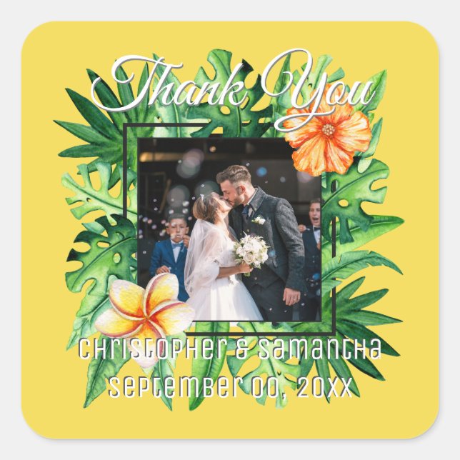 Adesivo Quadrado Selva do paraíso tropical deixa a foto DIY (Frente)