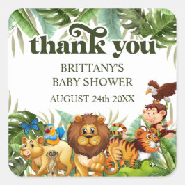 Adesivo Quadrado Selva Tropical Selva Safari Animal Obrigado