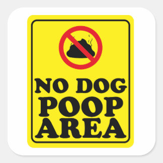 Adesivo Quadrado Sem Área de Poop de Cão