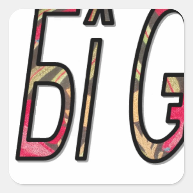 Adesivo Quadrado Sem Impressão de Arte de Texto Bigiji (Frente)