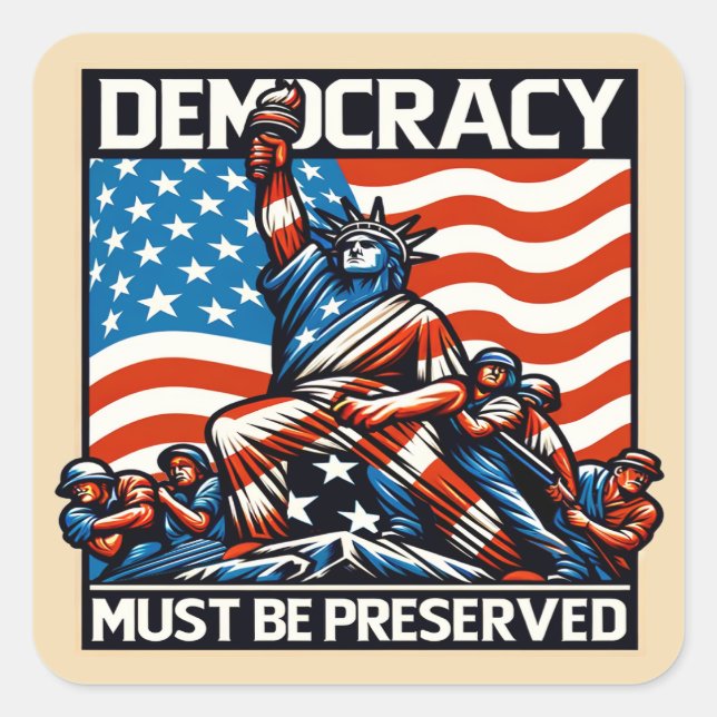 Adesivo Quadrado Sem Reis Salvar Democracia (Frente)