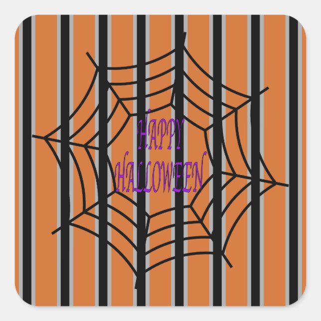 Adesivo Quadrado Semanas de Aranha do Halloween, divertido e Rico (Frente)