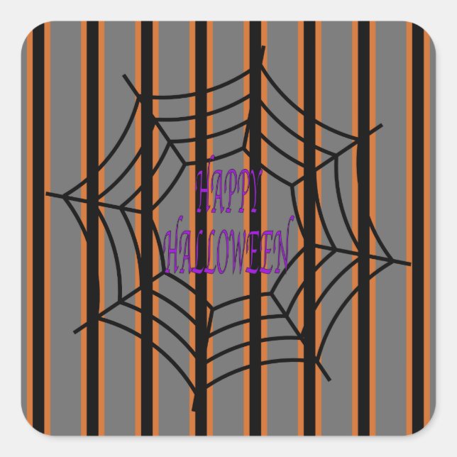 Adesivo Quadrado Semanas de Aranha do Halloween, divertido e Rico (Frente)