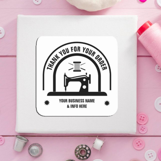 Adesivo Quadrado SEMENTES personalizadas preto e branco (#zazzle made #machine #tailorsticker #thankyousticker)
