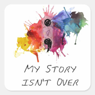 Adesivo Quadrado Semicolon - Minha História Não Acabou