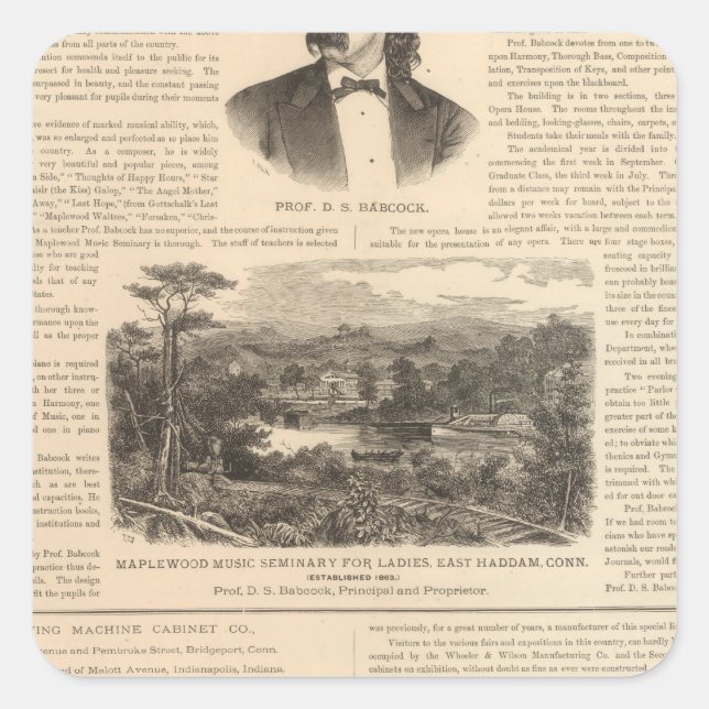 Adesivo Quadrado Seminário de Música Maplewood para Mulheres (Frente)