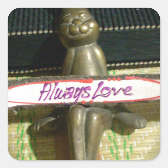 Adesivo Quadrado Sempre Ame o Design de Arte Inspiradora do Coelho (Frente)