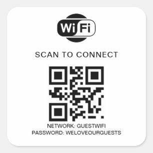 Adesivo Quadrado Senha Wifi   Verificação de código QR para conexão