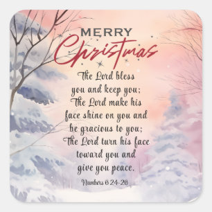 Adesivo Quadrado Senhor de Natal Abençoe Sua Bíblia Versa Cena de i
