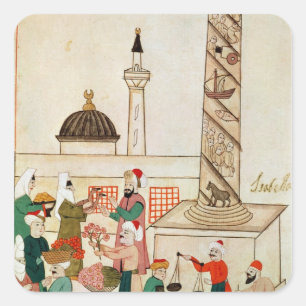 Adesivo Quadrado Senhora 1671 um bazar em Istambul, c.1580
