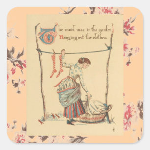 Adesivo Quadrado Senhora bonito do vintage