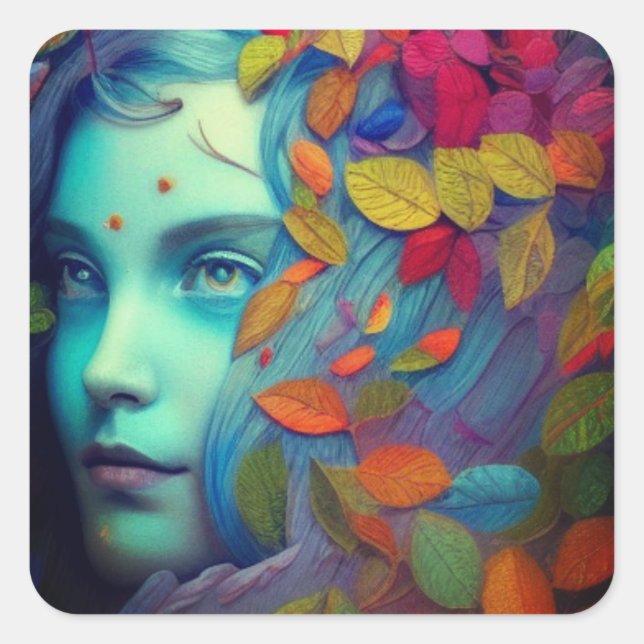 Adesivo Quadrado Senhora das Folhas (Frente)