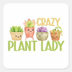 Adesivo Quadrado Senhora das plantas loucas