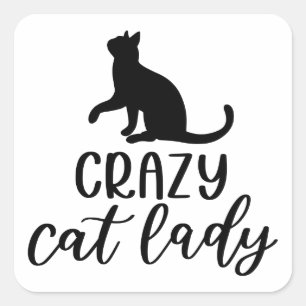Adesivo Quadrado Senhora de Gato Louca