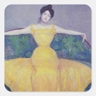 Adesivo Quadrado Senhora em um vestido amarelo, 1899
