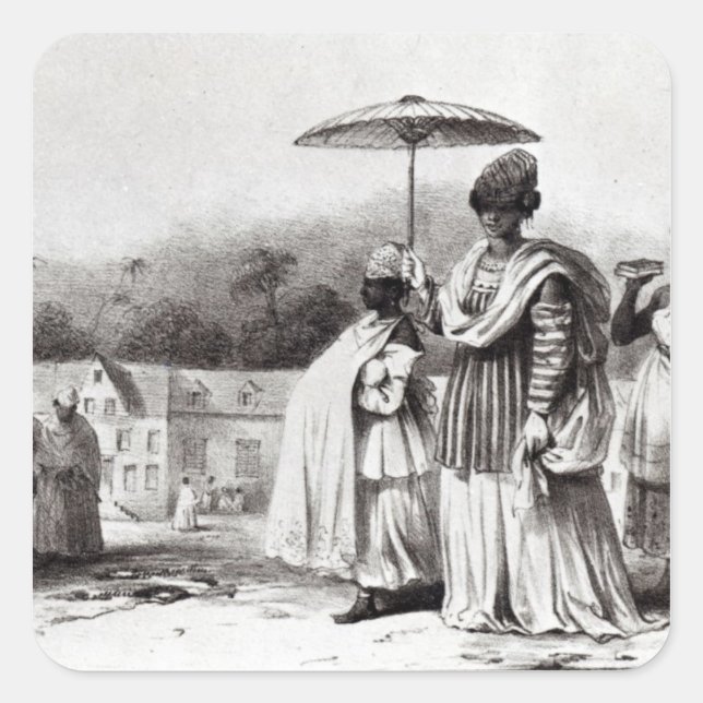 Adesivo Quadrado Senhora levando criança ao Batismo (Frente)