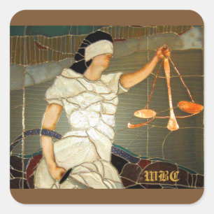 Adesivo Quadrado Senhora majestosa Justiça no design do vitral