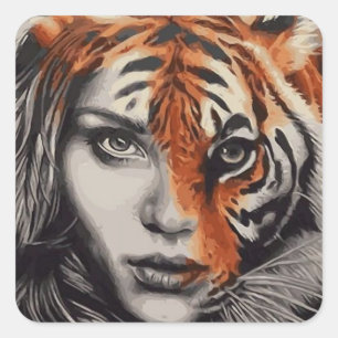 Adesivo Quadrado Senhora ou Tigre - Frank Stockton