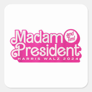 Adesivo Quadrado Senhora Presidente Harris Walz