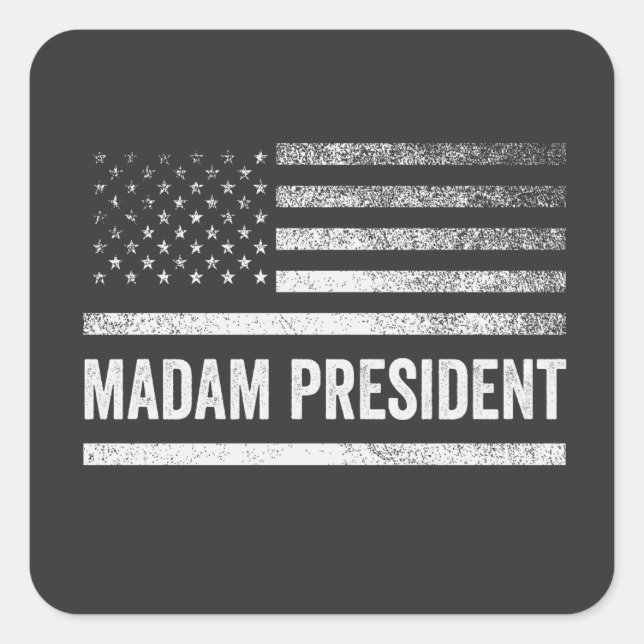 Adesivo Quadrado Senhora Presidente Harris Walz American Flag Elect (Frente)