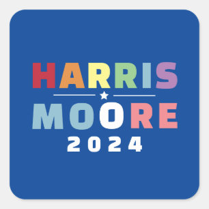 ADESIVO QUADRADO SENHORA PRESIDENTE KAMALA HARRIS MOORE 2024