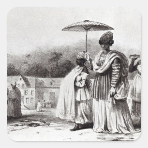 Adesivo Quadrado Senhora que toma a criança ao baptismo