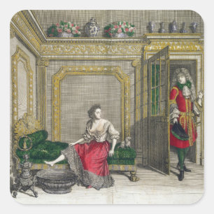 Adesivo Quadrado Senhora que undressing para o banho, c.1688-90