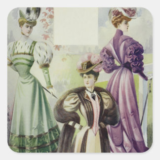 Adesivo Quadrado Senhora Vitoriana - Vintage, Fashion Brown, Vestid