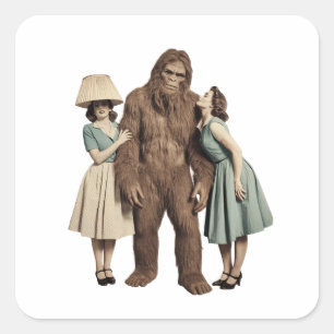 Adesivo Quadrado Senhoras Vintage e Sasquatch