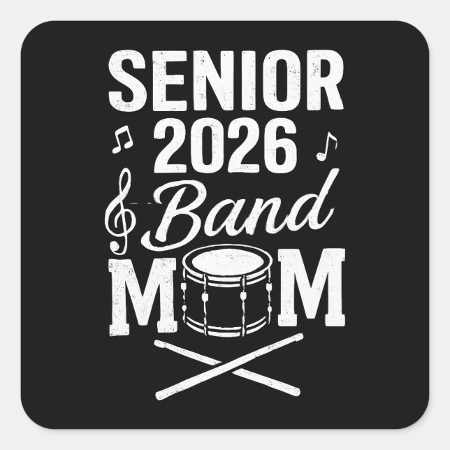 Adesivo Quadrado Senior 2026 Band Mom (Frente)