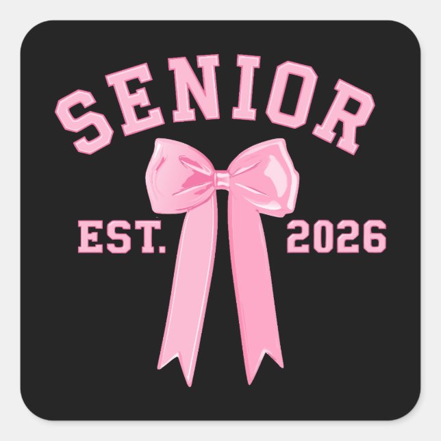 Adesivo Quadrado Senior 2026 Pink Bow (Frente)