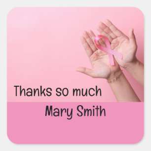 Adesivo Quadrado Sensibilização do cancer de Fita Rosa