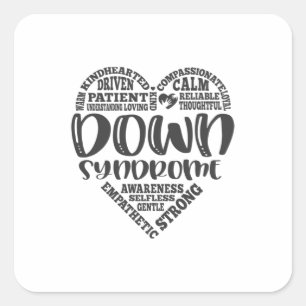 Adesivo Quadrado Sensibilização para a síndrome de Down, síndro