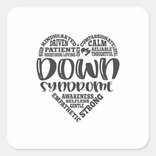 Adesivo Quadrado Sensibilização para a síndrome de Down, síndrome d (Frente)